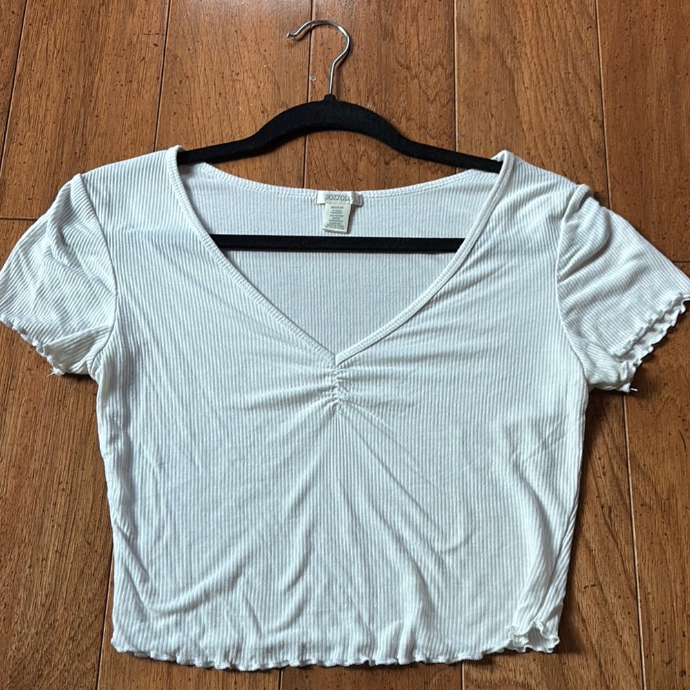 Bozzolo Blue Puff Sleeve Crop Top
